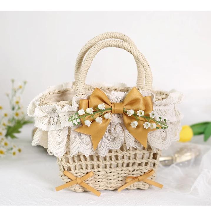 Mori Kei Bag Cottagecore Woven Bag Lolita Lace Bag 36442:522972