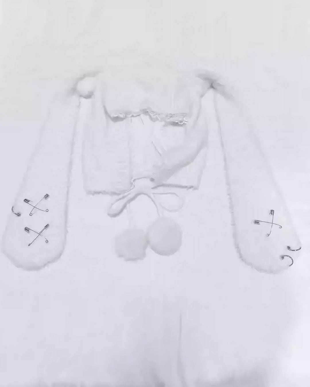 Jirai Kei Hat Winter Knit Bunny Ear Hat Plush Hat (White) 42162:732683