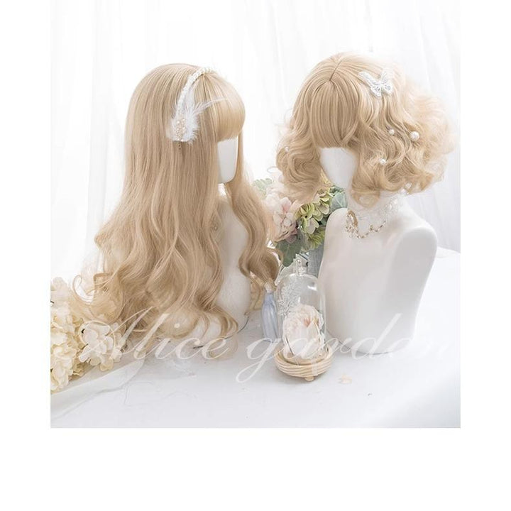 Lolita Wig Curly Wig Pale Yellow Daily Wig 31724:497056 31724:497056