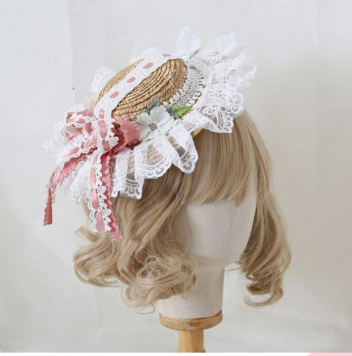 Mori Kei Straw Hat Lolita Strawhat Handmade Elegant Strawhat 36432:522354 36432:522354