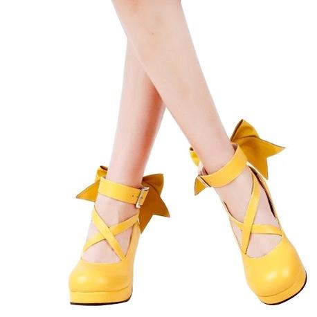 Lolita Shoes Round Toe Bow Tie High Heel Shoes Multicolor 31798:369992 31798:369992