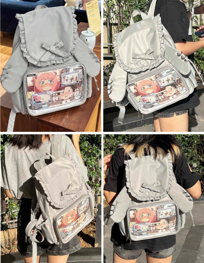 Kawaii Itabag Dual-Shoulder Backpack Bunny Ear Bag 40110:670656