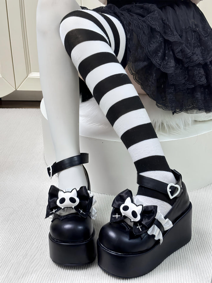 Gothic High Platform Shoes, Detachable Bow 45286:846201