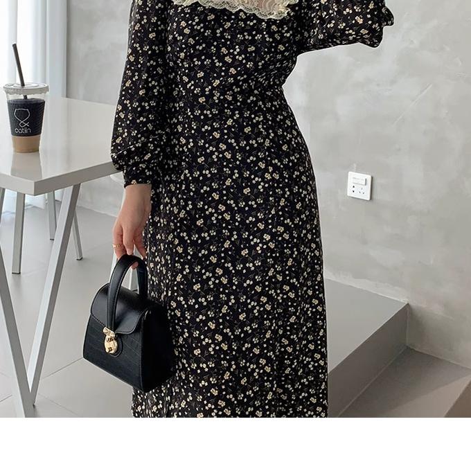 Plus Size Black Dress Retrol Floral Dress 29788:359608 29788:359608