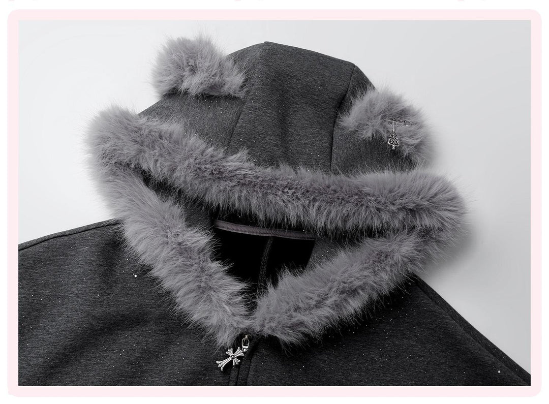 Shiny Hooded Jacket Outfit, Ear Accents 44079:796081