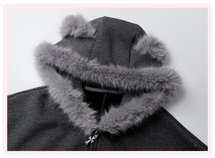 Shiny Hooded Jacket Outfit, Ear Accents 44079:796081