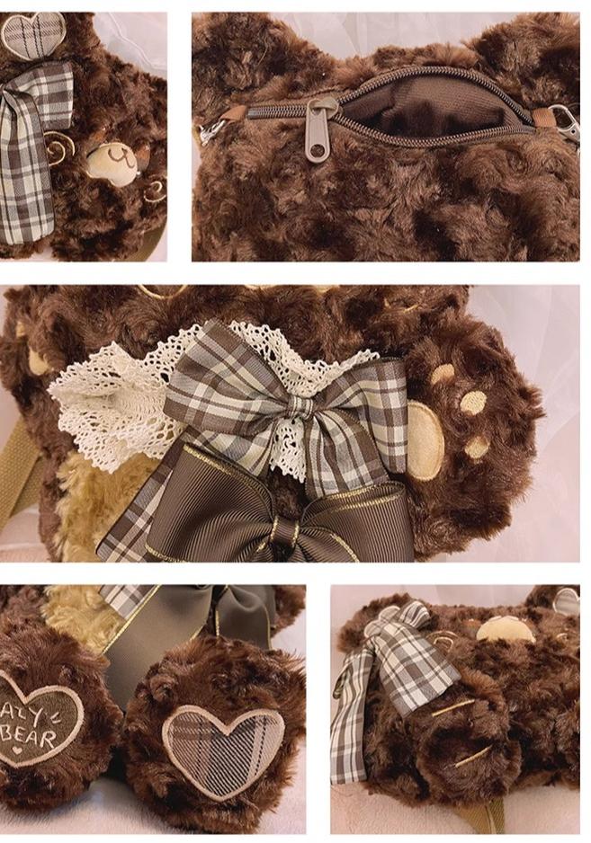 Lolita Bear Bag Lazy Bear Crossbody Bag Plush Doll JK Bag 32406:408712 32406:408712