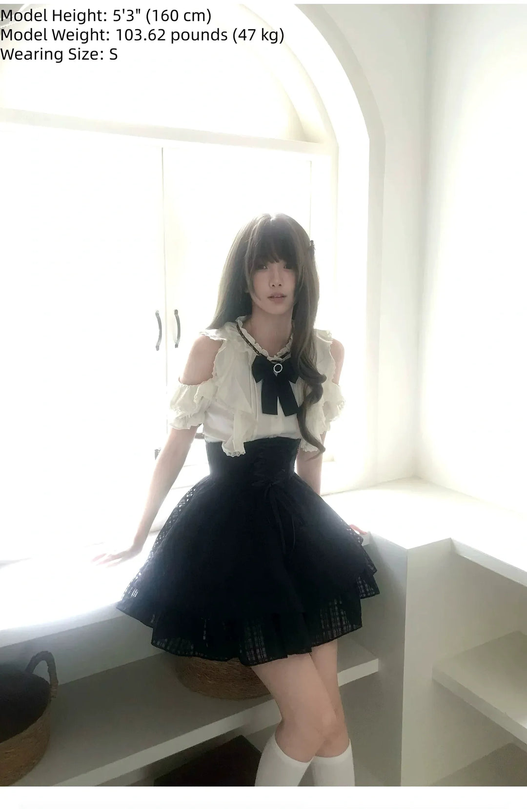 Seiso Kei Open Shoulder Blouse, High Waist Skirt 45344:849401