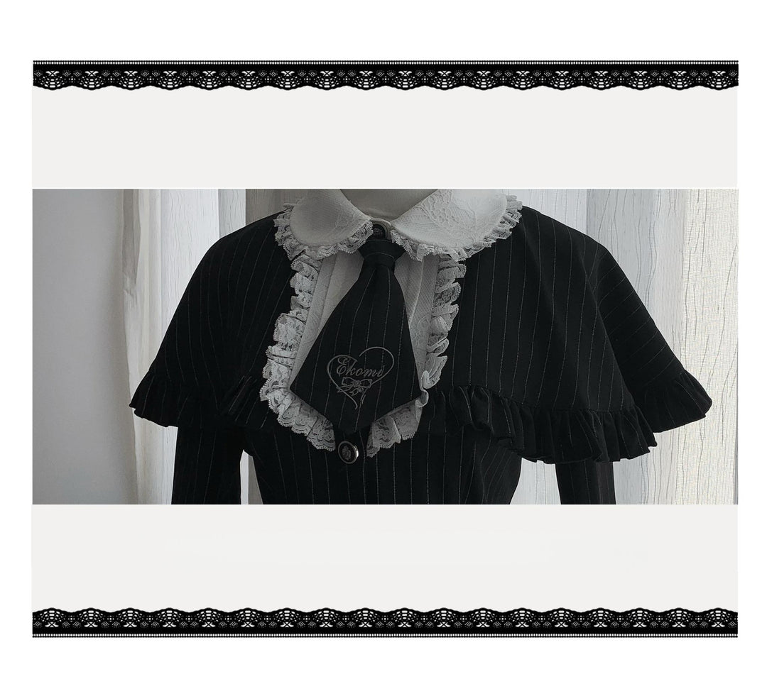 Jirai Kei Cape Dress Set, Detachable Embroidered Tie 44586:814440