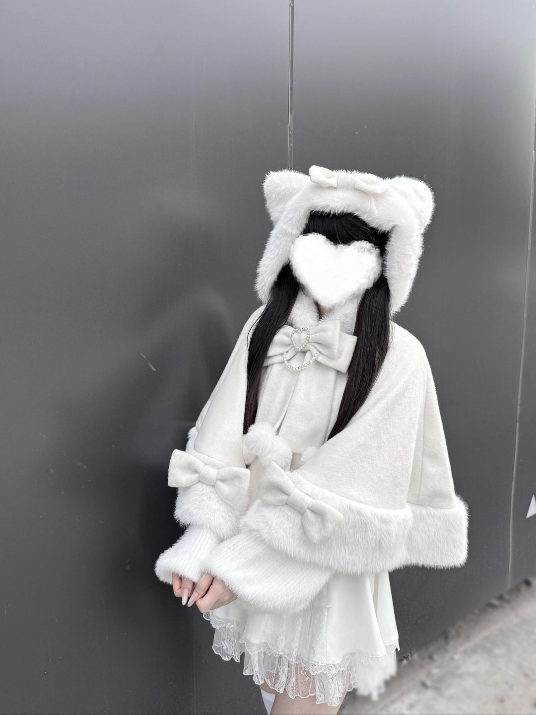 Kawaii Cat Ear Hooded Winter Cape 43984:791415