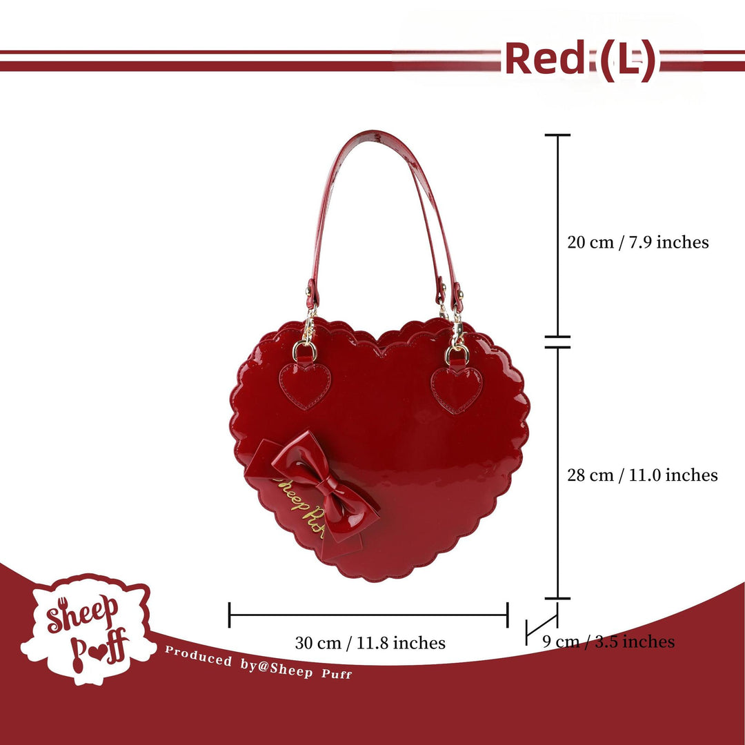 Sweet Lolita Bag Cute Heart Shaped Scalloped Bow Handbag 40326:656116