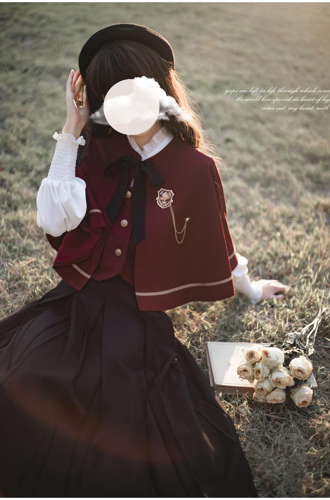 JK Uniform Outfit Cape Vest Blouse Skirt New Year Set 41084:686480