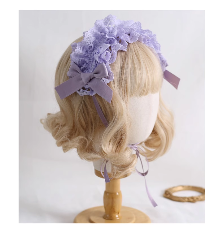 Gothic Lolita Headdress Bow Headband Lace Hairband 39648:635420