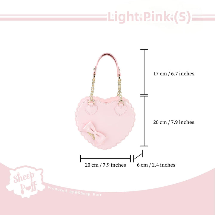 Sweet Lolita Bag Cute Heart Shaped Scalloped Bow Handbag 40326:656108