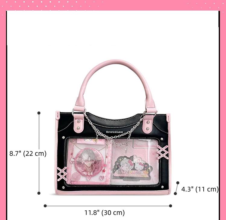 Y2K Square Shaped Ita Bag, Clear Window & Star Chain 45418:848189