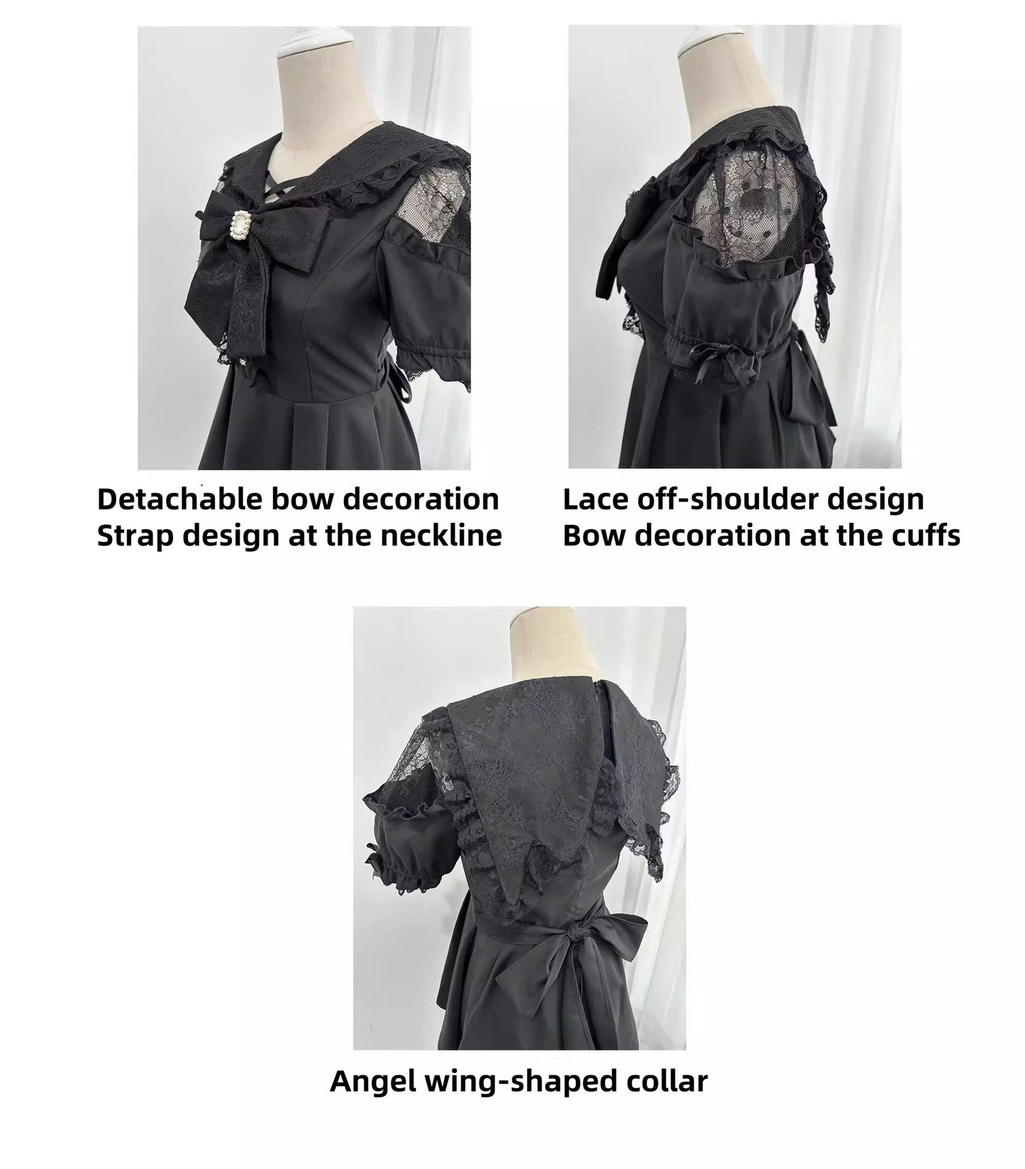 Jirai Kei Dress Set Black Short Sleeve Dress And Shorts 37848:573202
