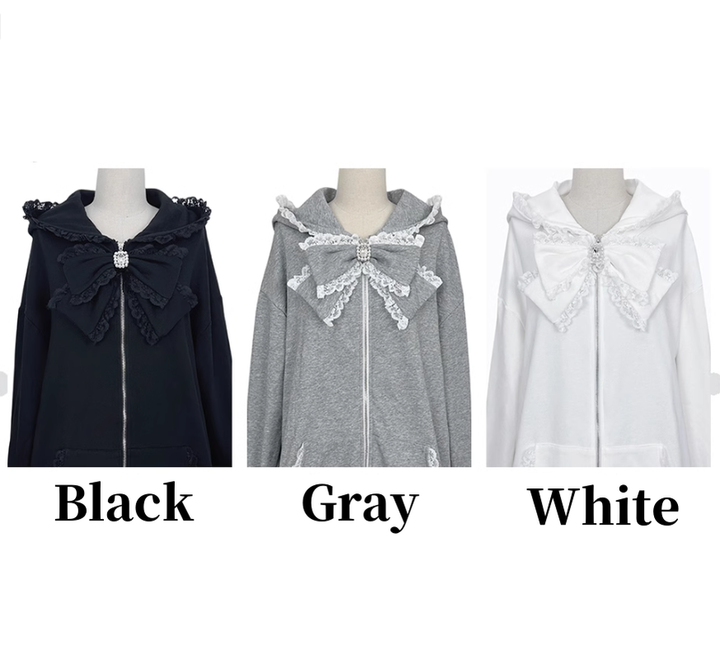 Plus Size Jirai Kei Jacket Long Sleeve Hooded Coat 39956:645722