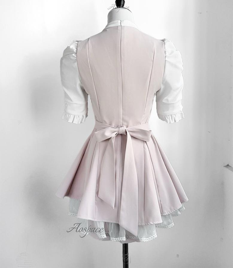 Short-sleeved Ryousangata Dress, Detachable Bowtie 43823:786779