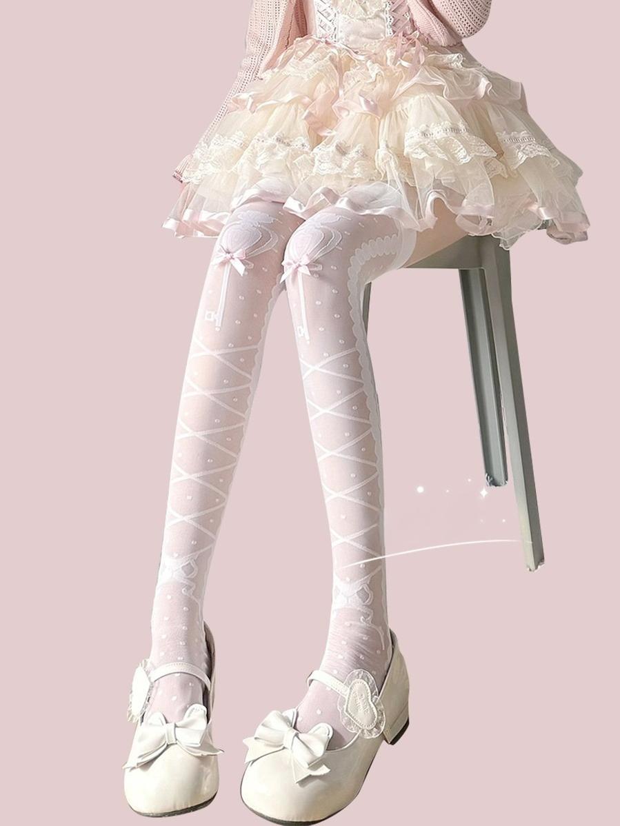 Lolita Socks Cross Thigh Socks Bow Over-the-Knee Stockings 36624:557764