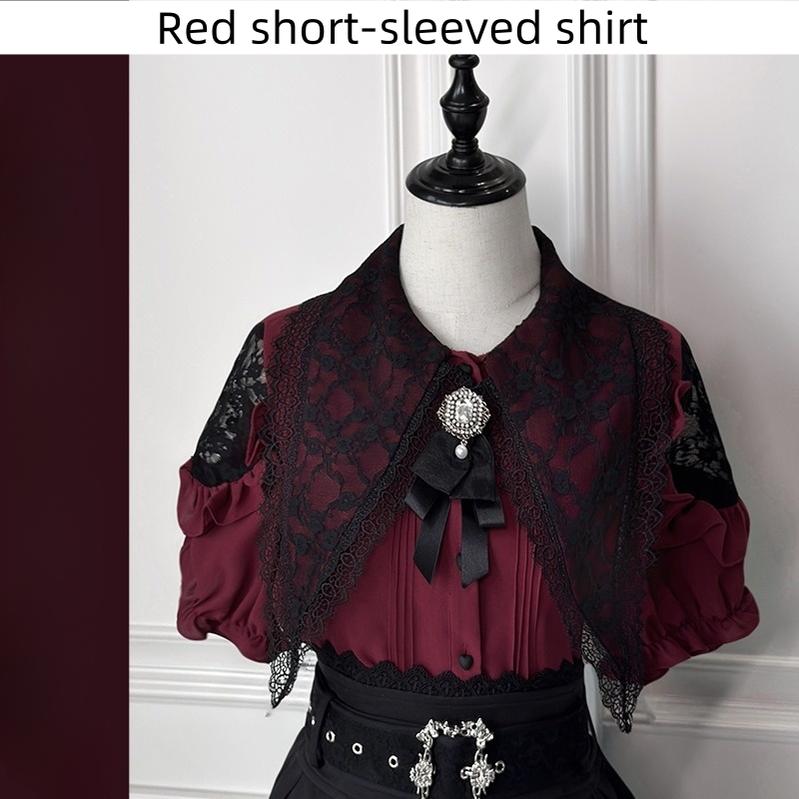 Jirai Kei Lace Blouse Doulble Layer Skirt A-line (L M XL XXL) 39278:760968