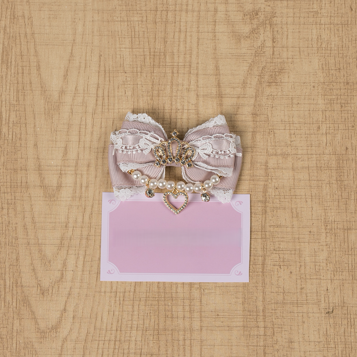 Ryousangata Hair Clip, Bow with Crown & Pearl 44743:823268