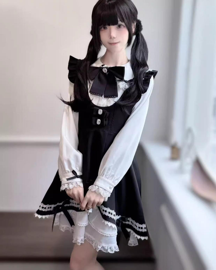 Jirai Kei Dress Set Bunny Ear Blouse Suspender Skirt Set 41440:699170