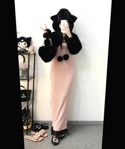 Jirai Kei Dress Ryousangata Lace Slip Dress Long Version 34412:459898