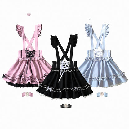 Jirai Kei Dress Salopette Cake Dress Lace Puffy Dress 35370:522208