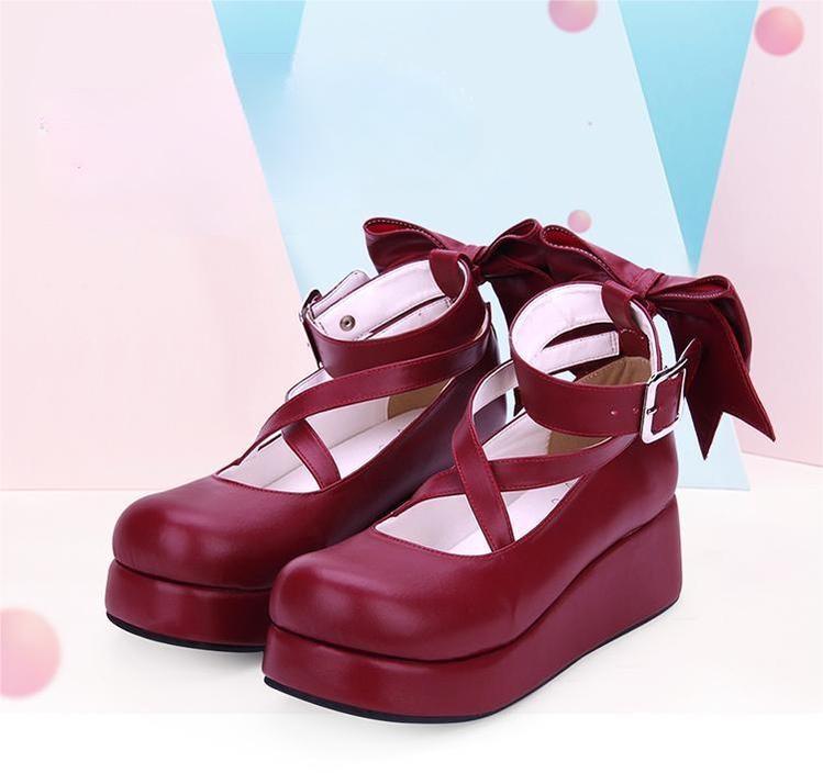 Lolita Platform Shoes Big Bow Round Toe Shoes Multicolor 31644:370614 31644:370614