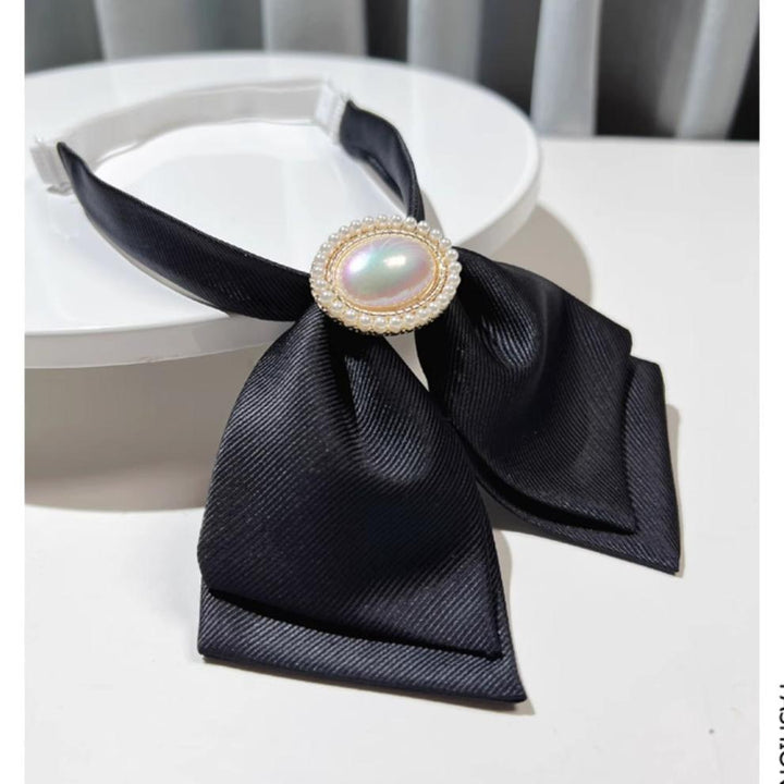 British Preppy Style Pearl Bow Tie Multicolor 21860:320470 21860:320470