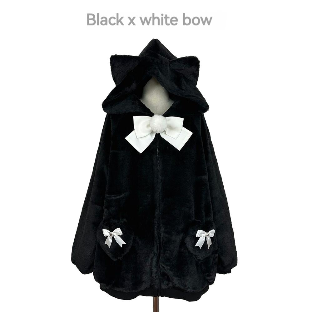 Jirai Kei Winter Coat Cat Ear Plush Jacket Multicolor 33954:440226 33954:440226