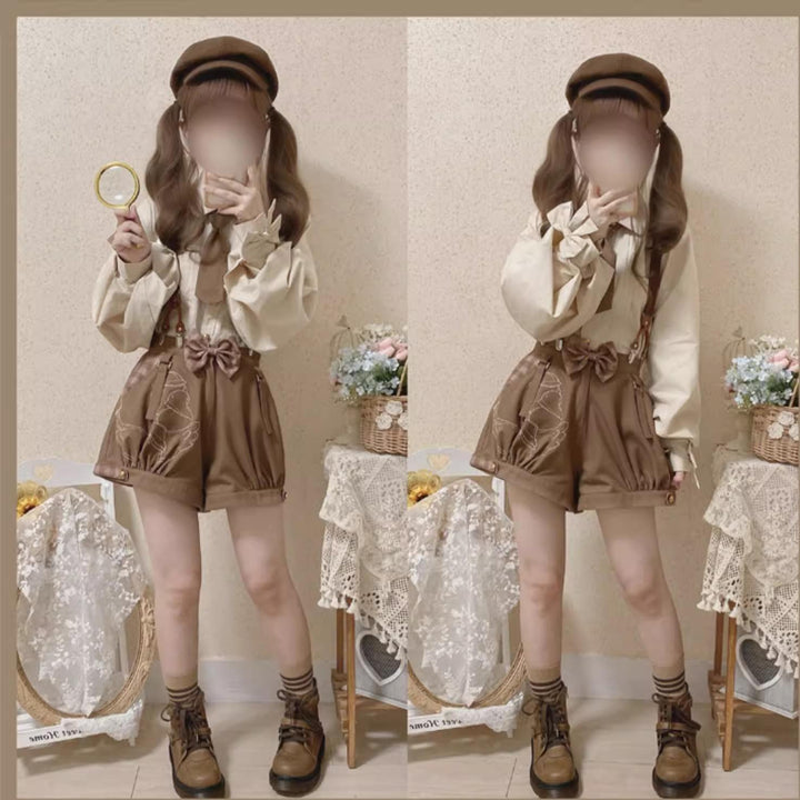 Kawaii Ouji Fashion Coffee Blouse Vest Shorts 22770:354066 22770:354066