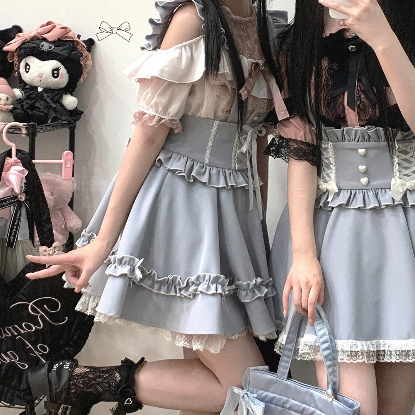 Jirai Kei Dress Salopette Cake Dress Lace Puffy Dress 35370:522214