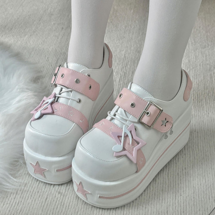 Punk Platform Shoes Gyaru Round-Toe Shoes Thick-Soled Shoes 41578:706712