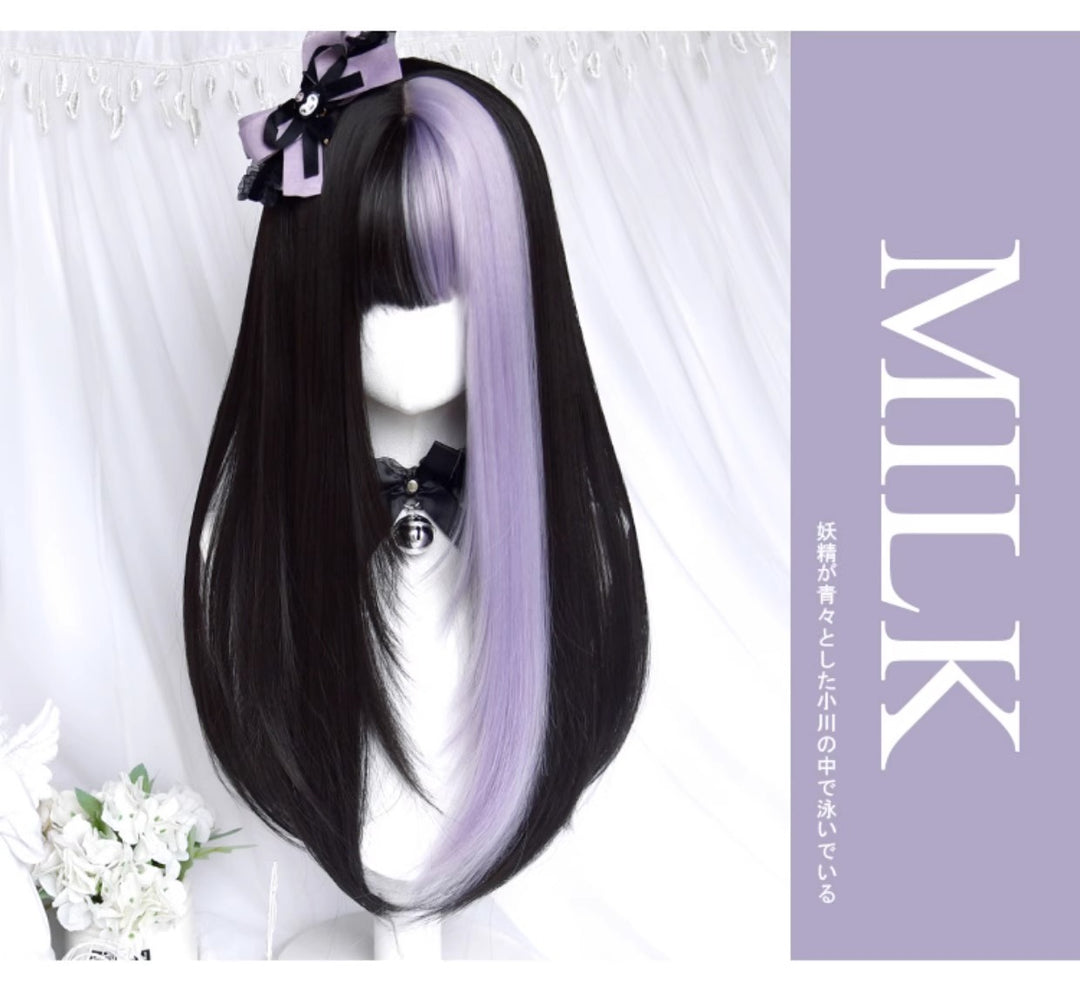 Jirai Kei Lolita Black And Purple Long Straight Wig 22038:318330