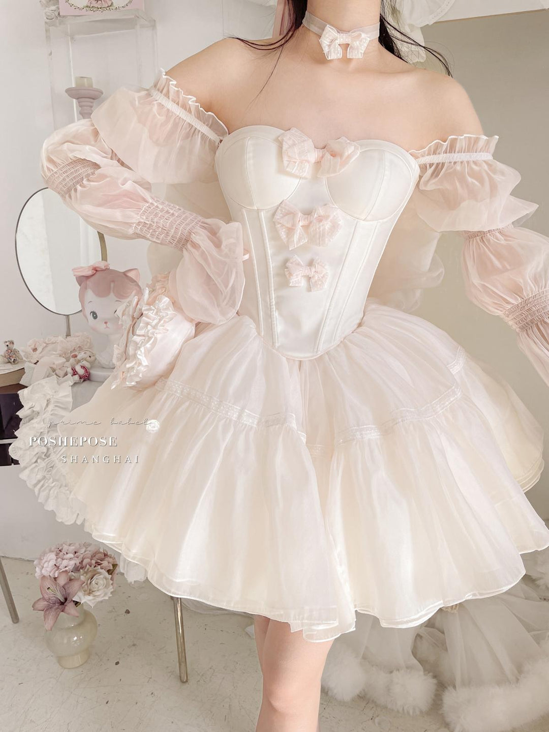 Pink Corset Lolita Prom Dress with Striking Big Bow Multicolor 36384:540746