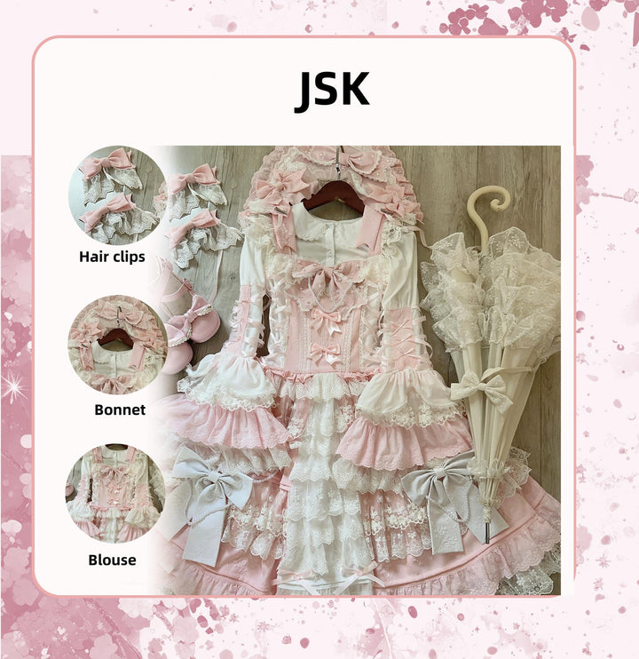 Sweet Lolita Pink JSK Doll-like Dress Princess Sleeve Blouse BNT 41170:697922