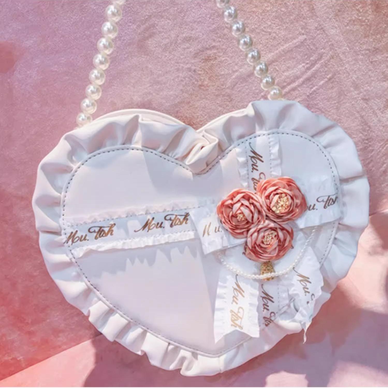Lolita Handbag Heart Shaped Rose Crossbody Bag 35776:542078