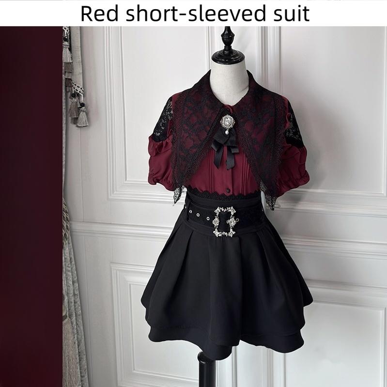 Jirai Kei Lace Blouse Doulble Layer Skirt A-line (L M XL XXL) 39278:760966