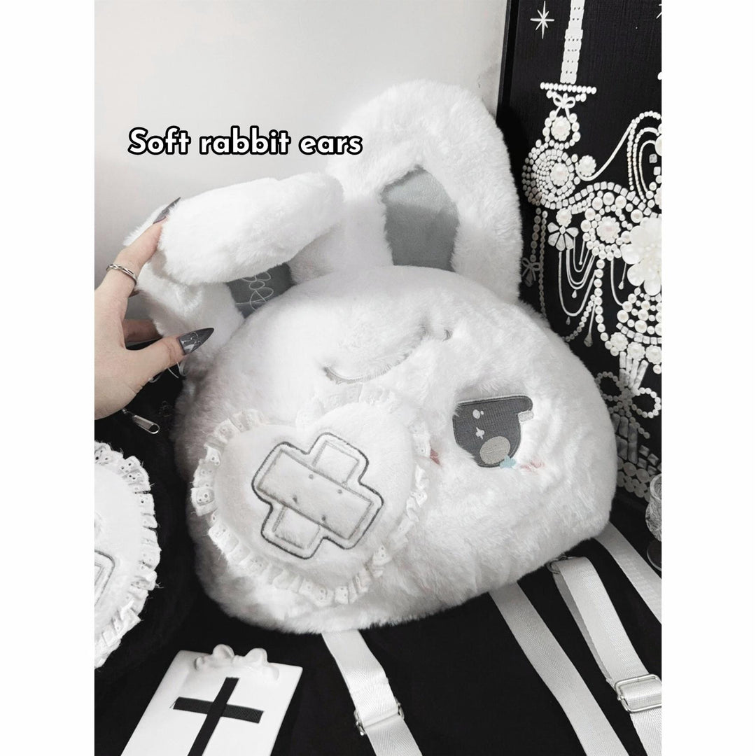 Kawaii Bag Black White Plush Crossbody Bag Rabbit Backpack 41448:698322