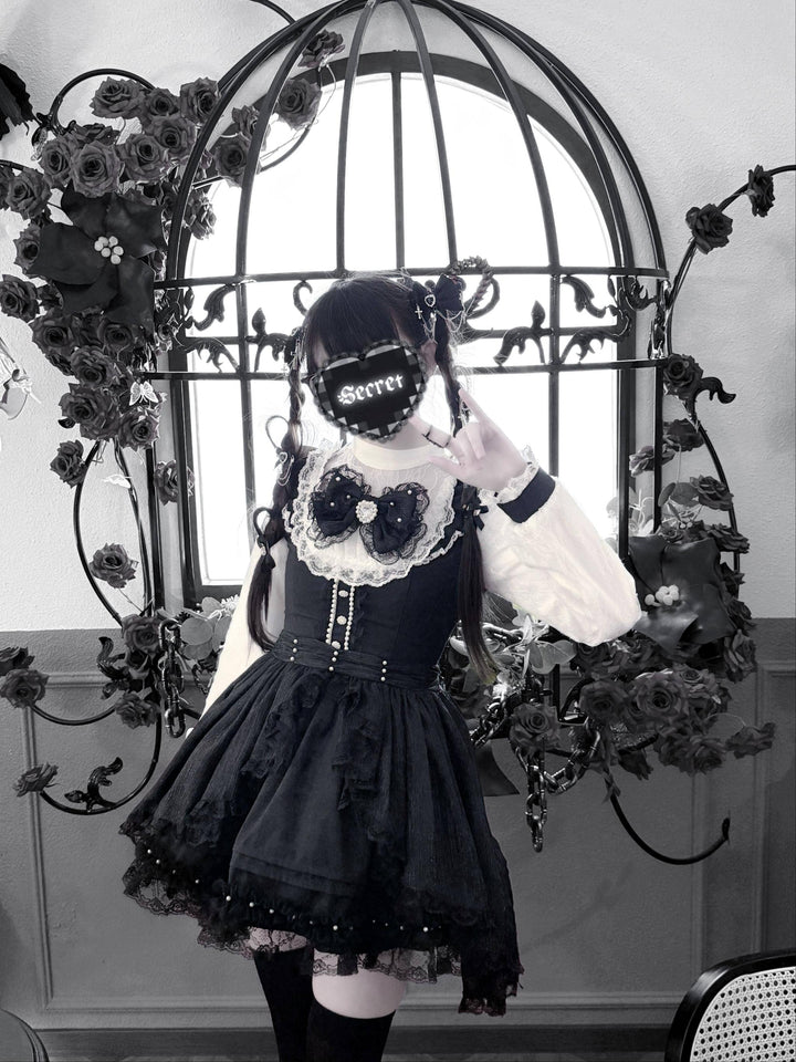 Faux 2-Piece Jirai Kei Dress, Detachable Overlay 44764:821961