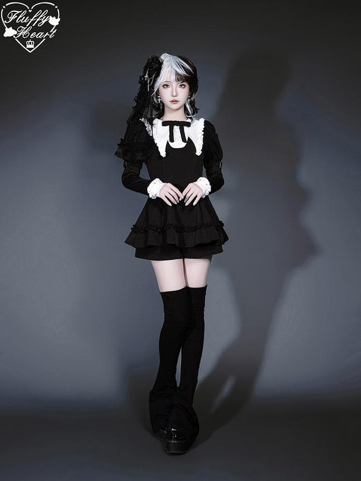 Jirai Kei Dress Set Puritan Collar Dress And Shorts Setup 40752:677264