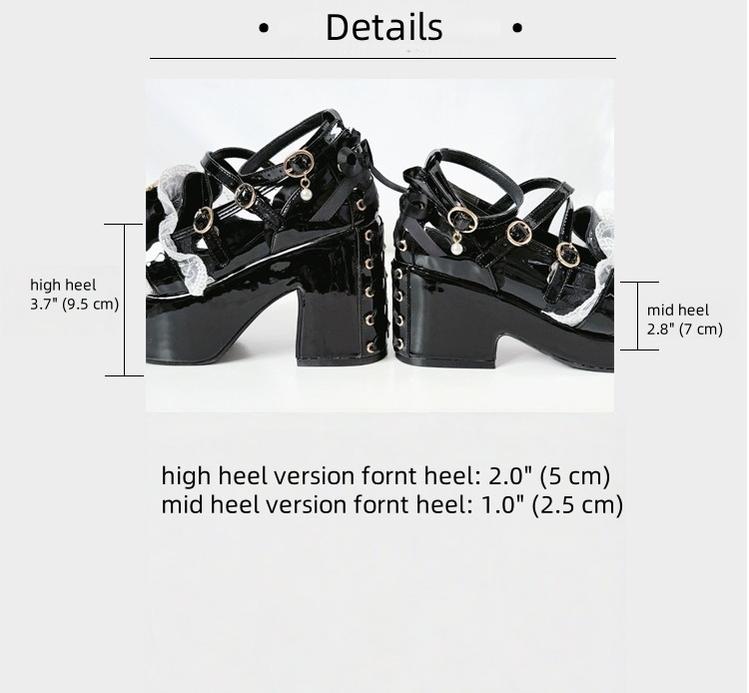 Jirai Kei High Platform Shoes, High + Mid Heel Options 43617:781187