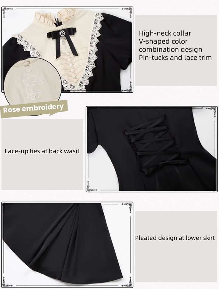 Gothic Dress Set Nun Black Short And Long OP Dress 39468:637686