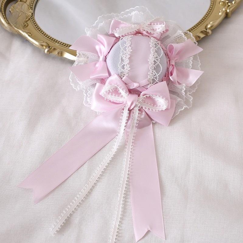 Lolita Headdress Pink Satin Hat Ballet Hair Clip Lace KC 37018:551528