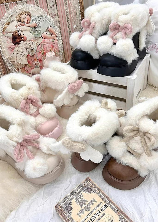 Lolita Shoes Winter Plush Round Toe Snow Boots 33774:451442