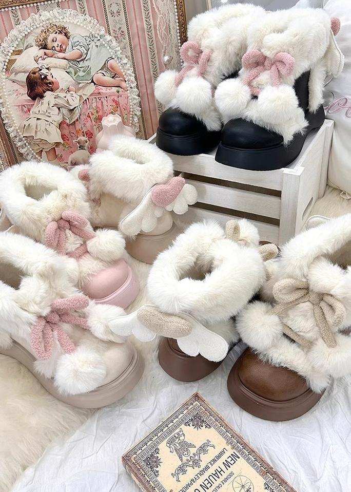 Lolita Shoes Winter Plush Round Toe Snow Boots 33774:451442 33774:451442