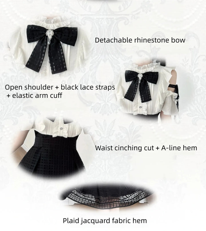 Seiso Kei Open Shoulder Dress, Black Lace Straps 45799:863068