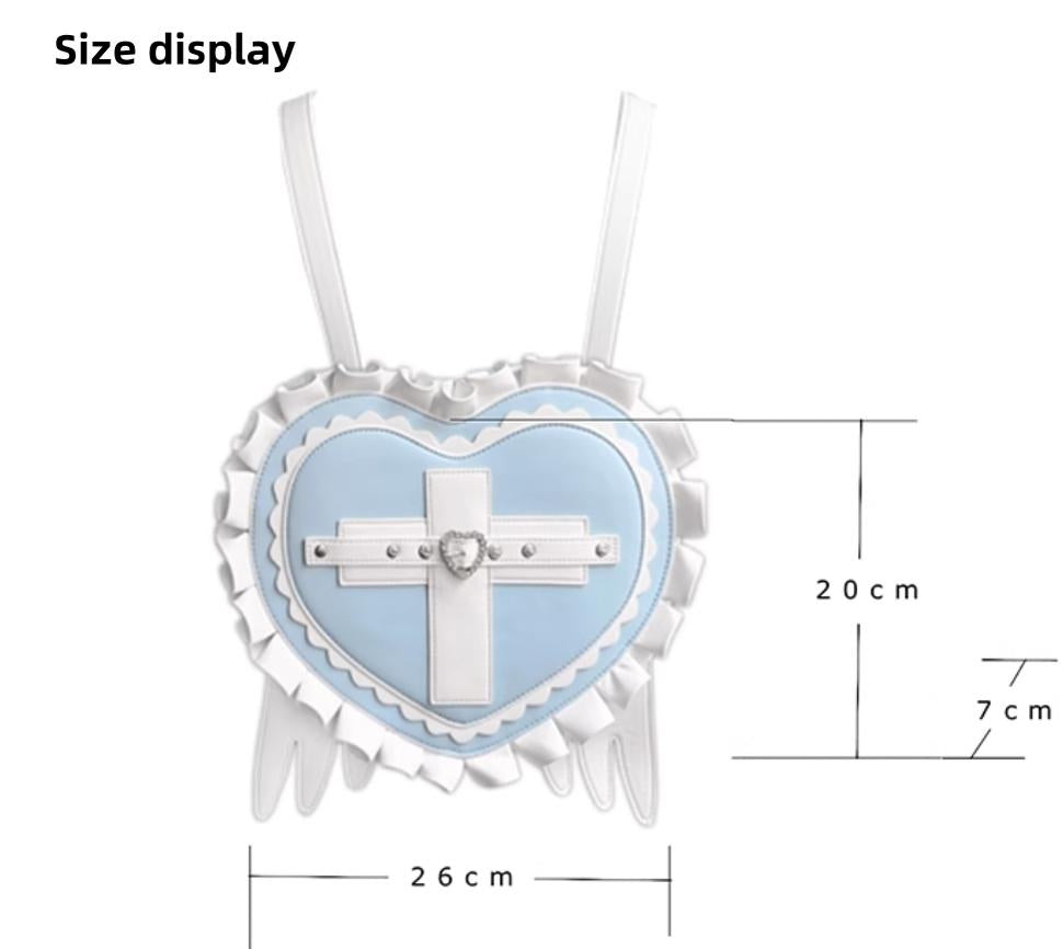 Jirai Kei Backpack Heart-shaped Backpack Color-blocked Bag 38742:600442