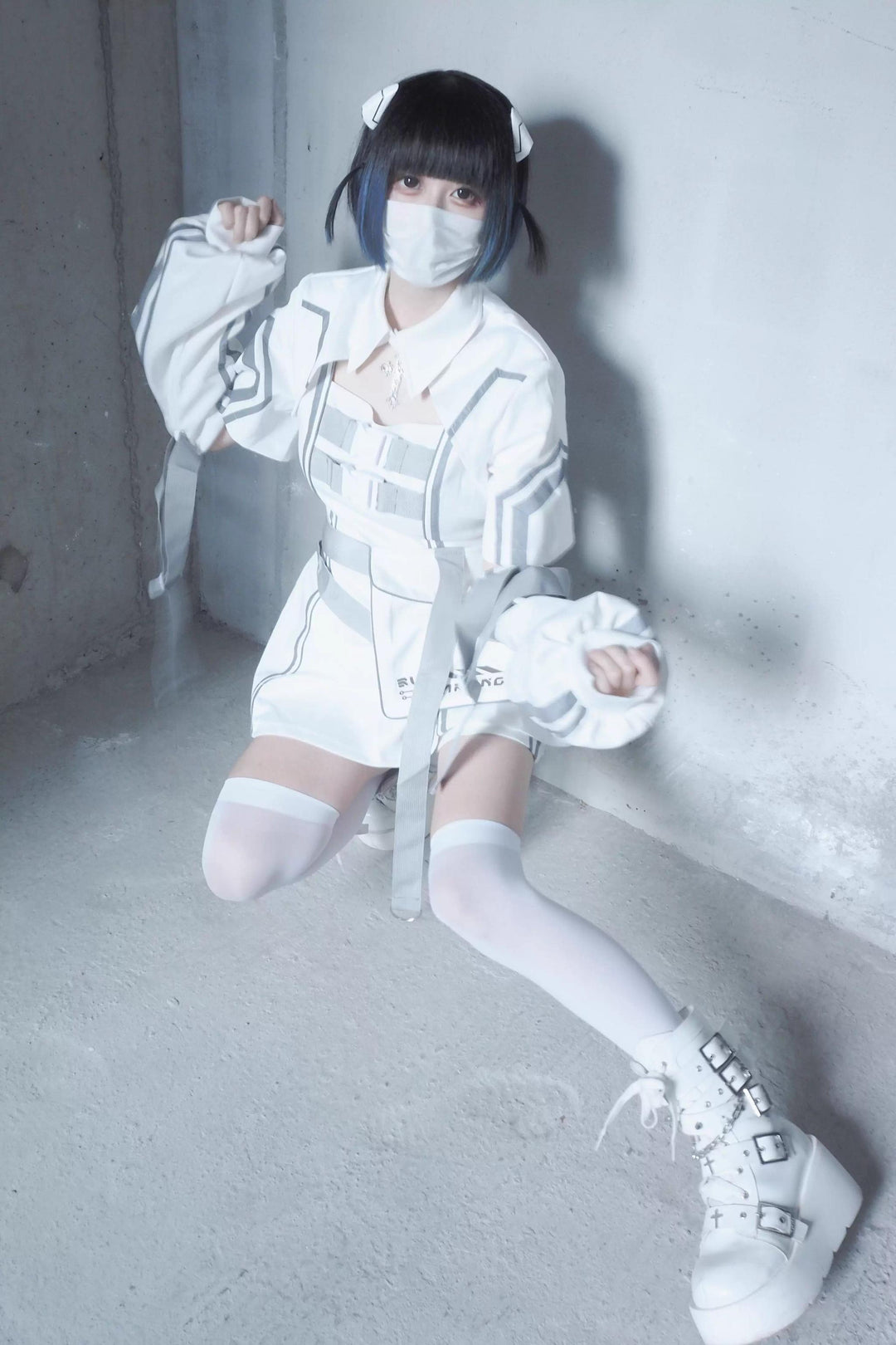 Cyberpunk Reflective Shorts Outfit, Waist Bag 43734:784974